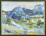 Miep de Leeuwe, Berglandschap Eijgalieres Frankfurt, Aquarel op papier