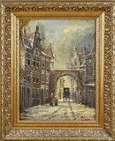 J.C. van Wassenaar, Winterse dorpstraat, Olieverf op paneel