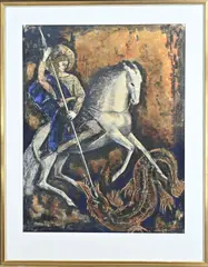 Harry Koolen, Joris en draak, Aquarel op papier