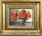 H. Schallenberg, Bolvaas met bloemen, Olieverf op paneel