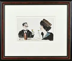 Monogram H.J.H., Proostend stel, 1912, Aquarel op papier