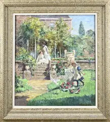 Anton Karssen, Tuin met figuren, Olieverf op linnen