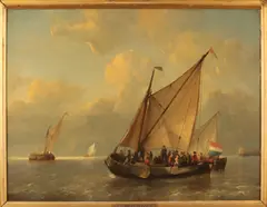Anthonie Waldorp, Hollands gezelschap op zee, Olieverf op paneel