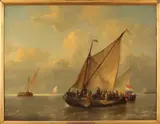 Anthonie Waldorp, Hollands gezelschap op zee, Olieverf op paneel