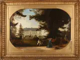 Louis Claude Mouchot, Frans kasteel met park, Olieverf op linnen