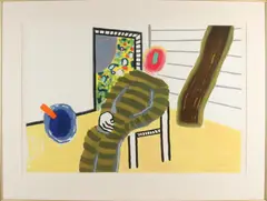 R. Raveel, Figuur in interieur, Lithografie op papier