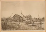 Ids Wiersma, Landschap met fuik, Ets op papier