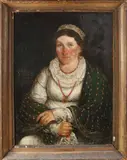 K. Schnitzler, Damesportret, Olieverf op linnen