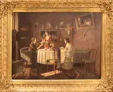 Bruno Blätter, Interieur met dames, Olieverf op linnen