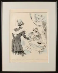 Henri Armengol, Twee dames in interieur, Gemengde techniek op papier