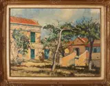 M. Hagedoorn, Binnenhof in Curacao, Olieverf op linnen