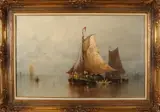 Andrew Fisher Bunner, Hollandse vissersboot, Olieverf op linnen