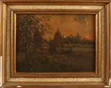 Henri van Daalhof, Figuur bij landgoed poort, Olieverf op paneel