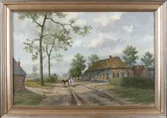 H. Rijkers, Hollands landschap, Olieverf op linnen