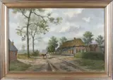 H. Rijkers, Hollands landschap, Olieverf op linnen