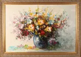 J. Brand, Vaas met bloemen, Olieverf op linnen