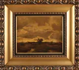 K. Schaette, Landschap bij avond, Olieverf op paneel