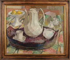 M.E. Willemse-Vervloet, Stilleven met porselein, Olieverf op paneel