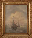 J.F. van Galen, Schepen op zee, Olieverf op linnen