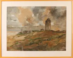 Dirk Roggeveen, Gezicht op Katwijk, Aquarel op papier
