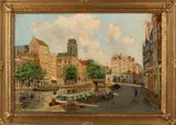 P.J. Boon, Amsterdams stadsgezicht, Olieverf op linnen