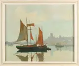 R. Coulon, Barques du peche fecamp, Olieverf op linnen