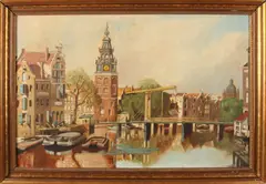 J. Slot, Amsterdamse gracht, Olieverf op linnen