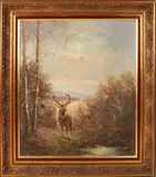 Onduid. gesig., Edelhert in landschap