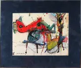 Jan te Wierik, Abstract figuratief, Acryl op papier