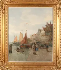 Karl Wagner, Hollands havengezicht, Olieverf op linnen