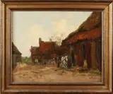 Willem George Frederik Jansen, Boerderij met paardenkar, Olieverf op linnen