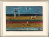 Harm Kamerlingh Onnes, Surrealistisch landschap, Olieverf op paneel