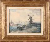 Evert Moll, Havengezicht met boten, Aquarel op papier