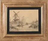 Evert Moll, Rotterdams' havengezicht, Tekening op papier