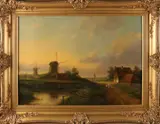 Jan Jacob Spohler, Romantisch Hollands landschap, Olieverf op paneel