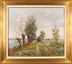 Kees van Loon, Landschap met ruiter, Olieverf op linnen