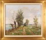Kees van Loon, Landschap met ruiter, Olieverf op linnen