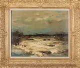 Jaap Nanninga, Winterlandschap, Olieverf op linnen