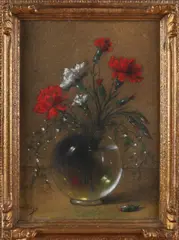 Jan Bleijs, Glazen vaas met bloemen, Pastel op papier