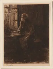 Jozef Israëls, Vrouw voor venster, Ets op papier