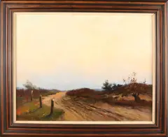 B.H. Bolink, Twents landschap, Olieverf op linnen