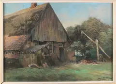 Drie maal Bert Henri Bolink, 3x Landschappen, Pastel, houtskool op papier