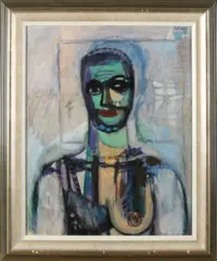 Meindert Volkers, Portret vrouw, Olieverf op paneel