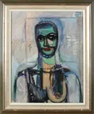 Meindert Volkers, Portret vrouw, Olieverf op paneel