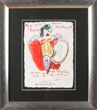 Anton Heyboer, Erotische danseres, Gemengde techniek op papier