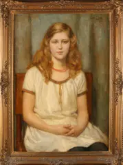 Nicolaas van der Waay 1855 -, 'Meisjes portret'., Olieverf op linnen