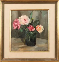 E.C. Arntzenius, Vaas met rozen, Olieverf op paneel