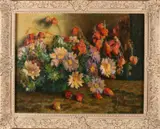 Evert Moll, 'Vaas met bloemen'., Olieverf op linnen