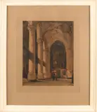 Johannes Bosboom, Kerkinterieur met figuren., Ets op papier