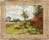 Rien Visser, Boerenerf, Olieverf op linnen